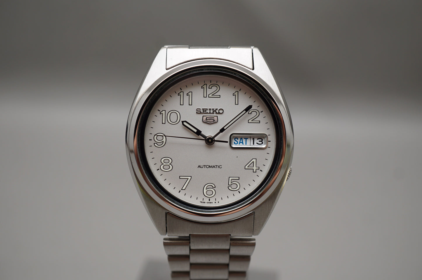 Seiko 5 SNXP15 7S26 Numeric White Dial Automatic Watch Original Bracelet