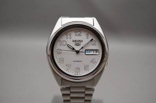 Seiko 5 SNXP15 7S26 Numeric White Dial Automatic Watch Original Bracelet
