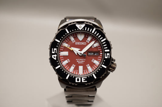 Seiko SZEN007 7S26-03G0 Red Night Monster Black Ion Plated Automatic Watch
