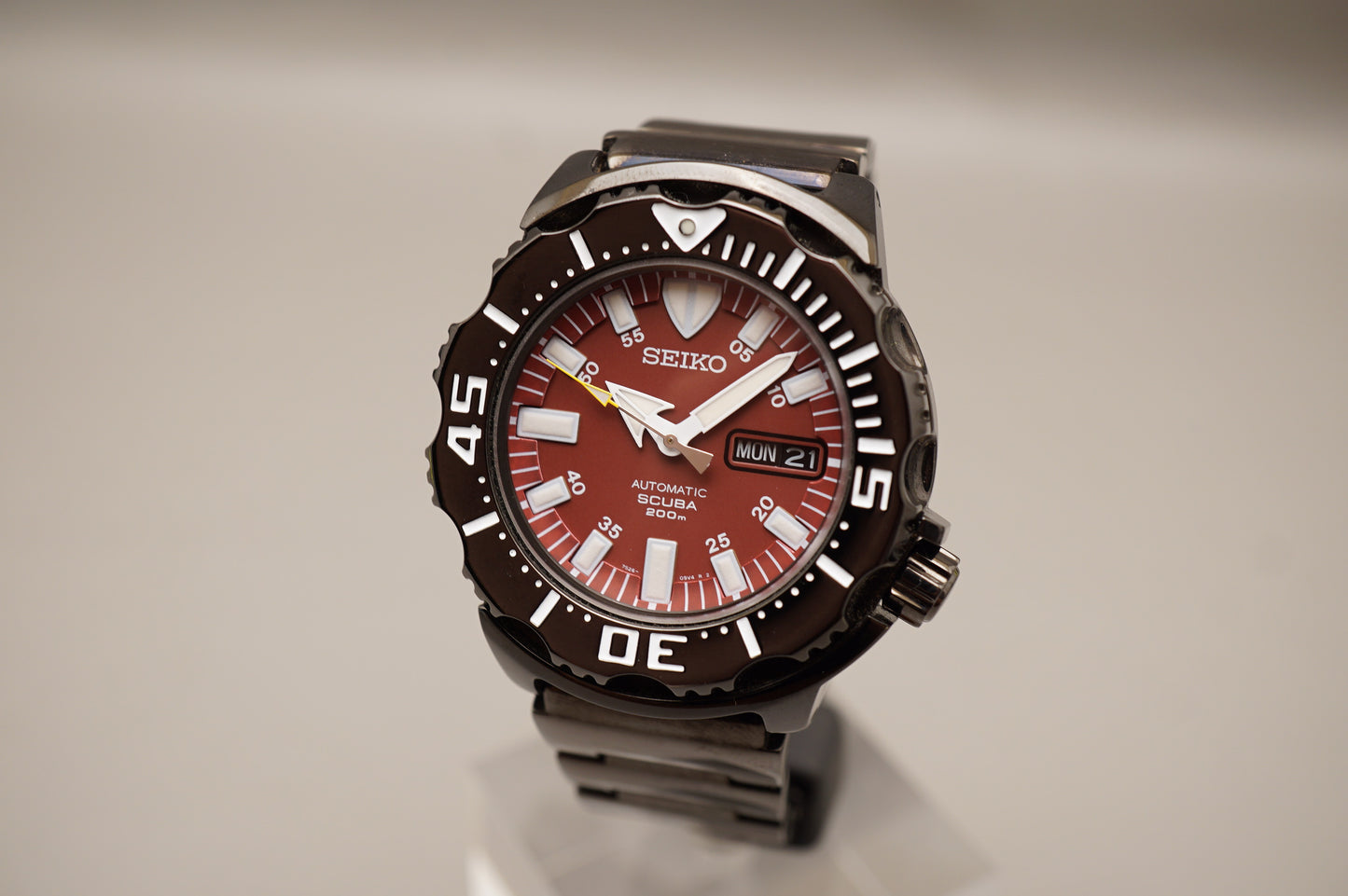 Seiko SZEN007 7S26-03G0 Red Night Monster Black Ion Plated Automatic Watch