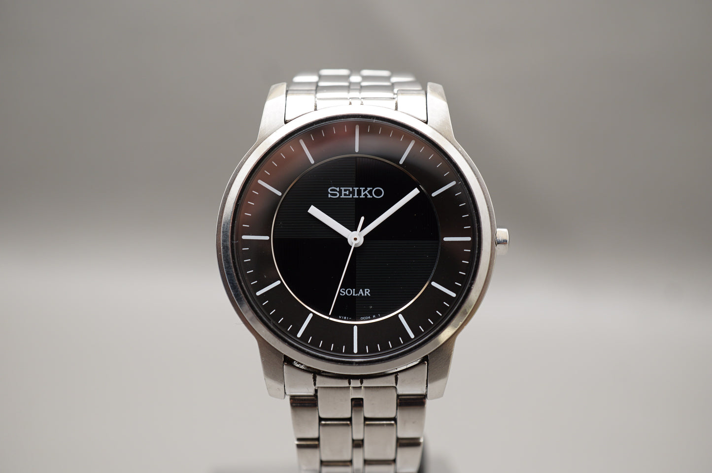 Seiko V181-0BK0 Riki Watanabe Black Crosshair Dial Solar Quartz Watch