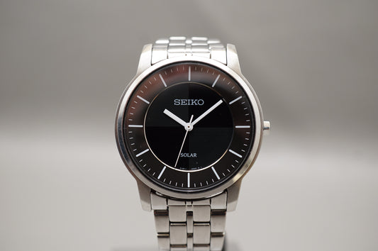 Seiko V181-0BK0 Riki Watanabe Black Crosshair Dial Solar Quartz Watch