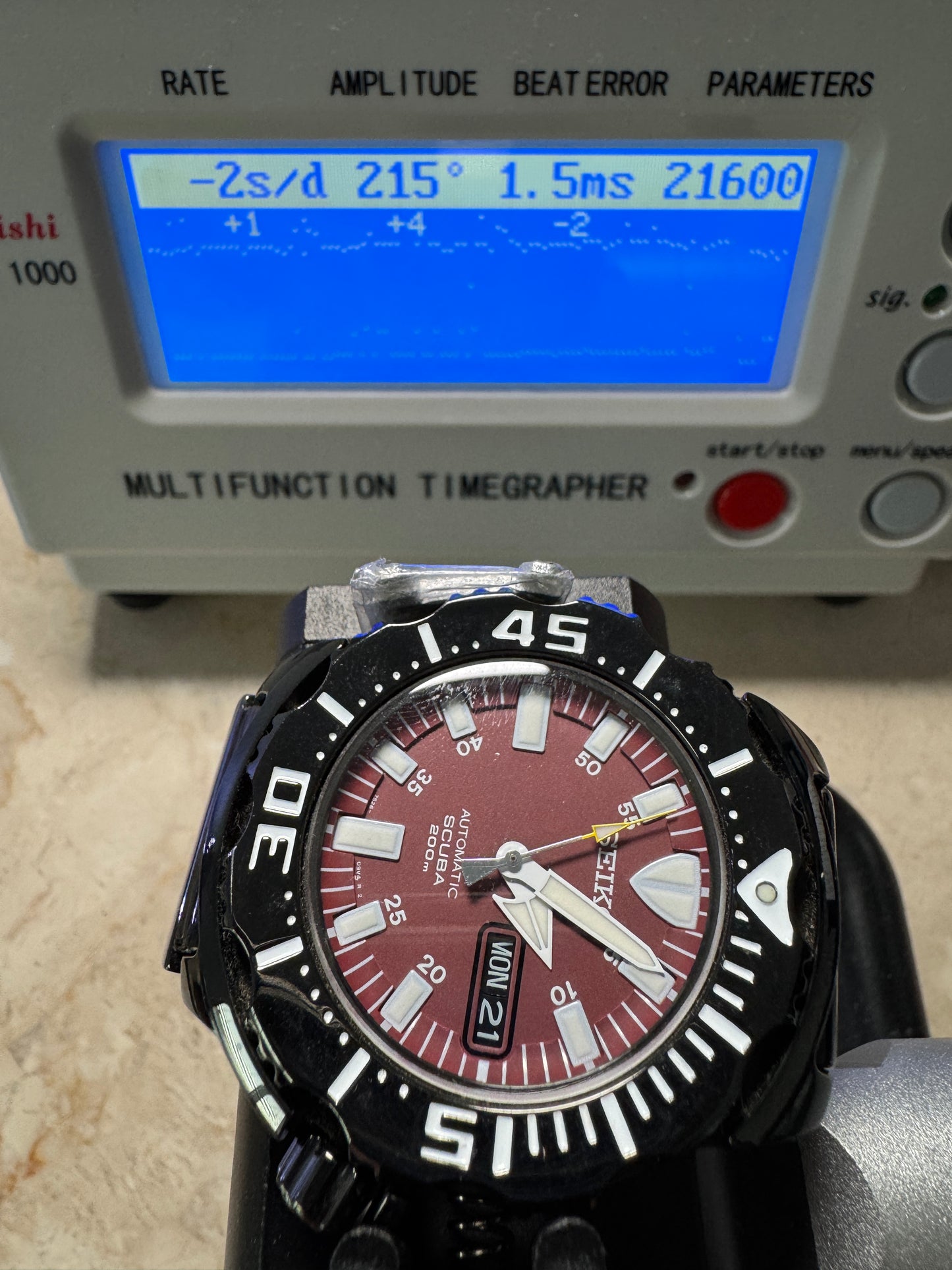 Seiko SZEN007 7S26-03G0 Red Night Monster Black Ion Plated Automatic Watch
