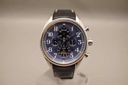 Seiko SSC209 V158 Blue Dial Alarm Chronograph Solar Quartz Watch