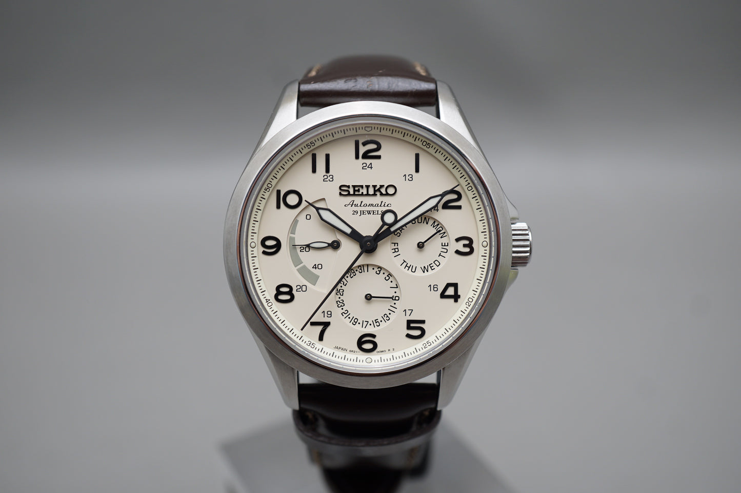 Seiko Presage SARW017 6R21 Cream Dial Automatic Power Reserve JDM Day Date Watch