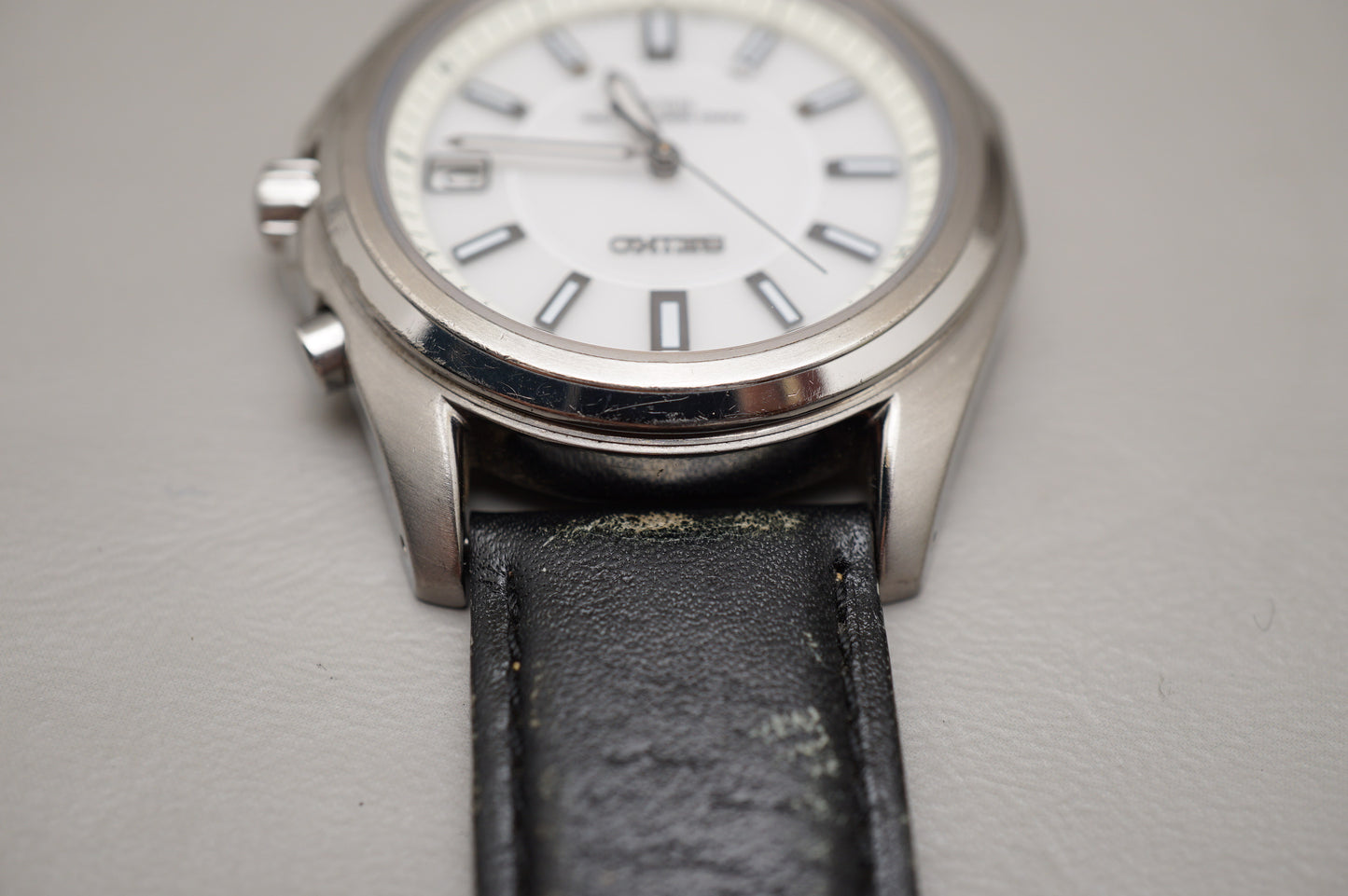 Seiko SBTM055 7B22 White Dial Titanium Radio Wave Solar Quartz JDM Watch