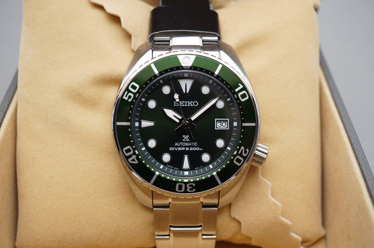 New Seiko Prospex SBDC081 6R15 Green Dial Sumo Divers 200M Automatic Watch