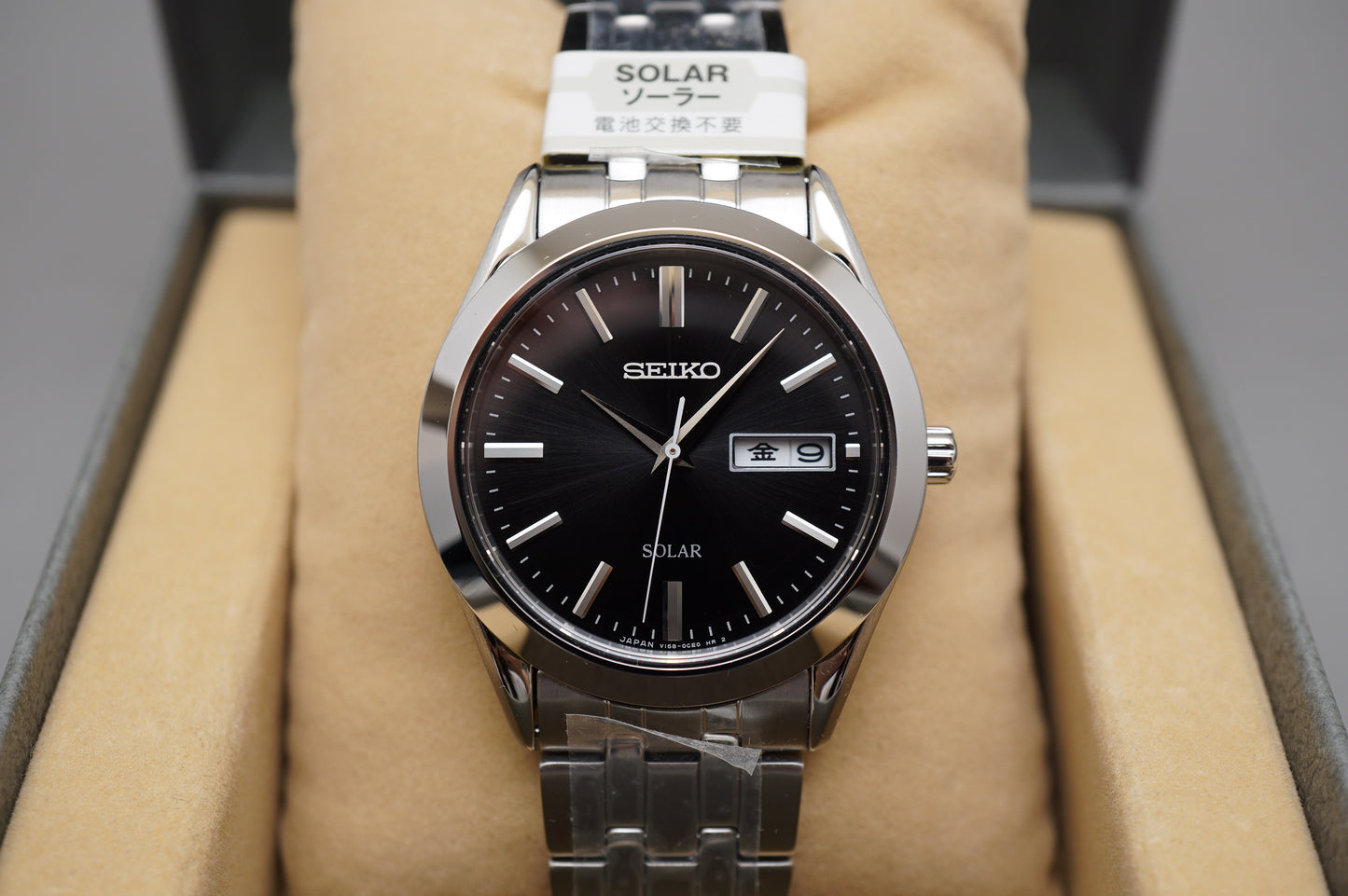 Unworn Seiko Selection SBPX083 V158 Black Dial JDM Solar Quartz Watch Engraved