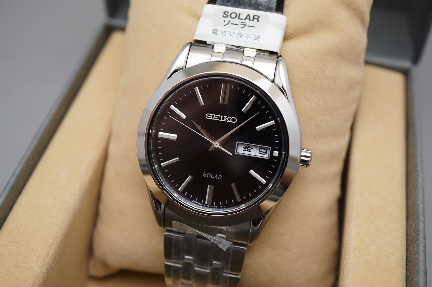 Unworn Seiko Selection SBPX083 V158 Black Dial JDM Solar Quartz Watch Engraved