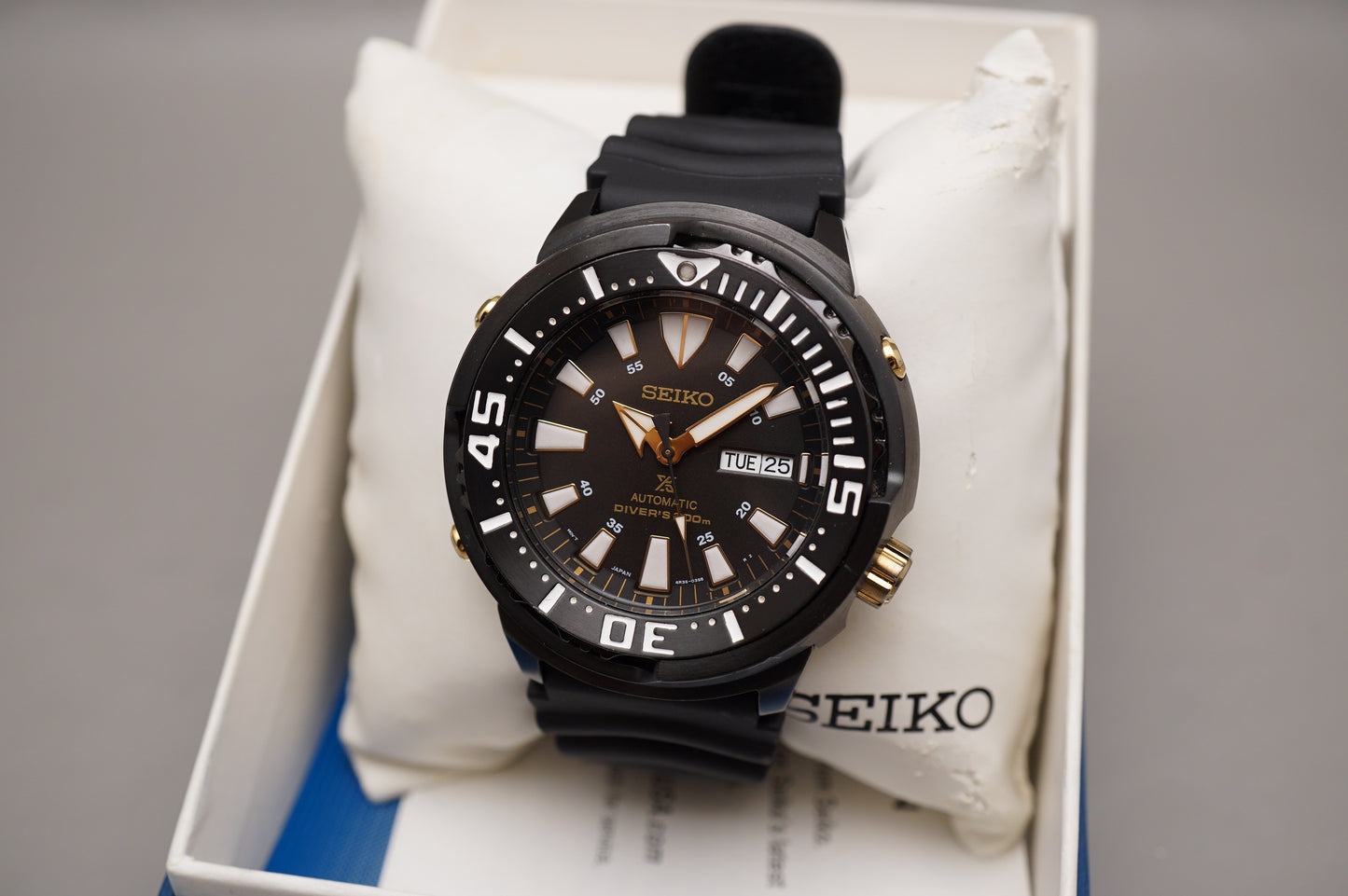 Seiko Prospex SRP641 4R36 Black Gold Baby Tuna Divers 200M Automatic Watch READ