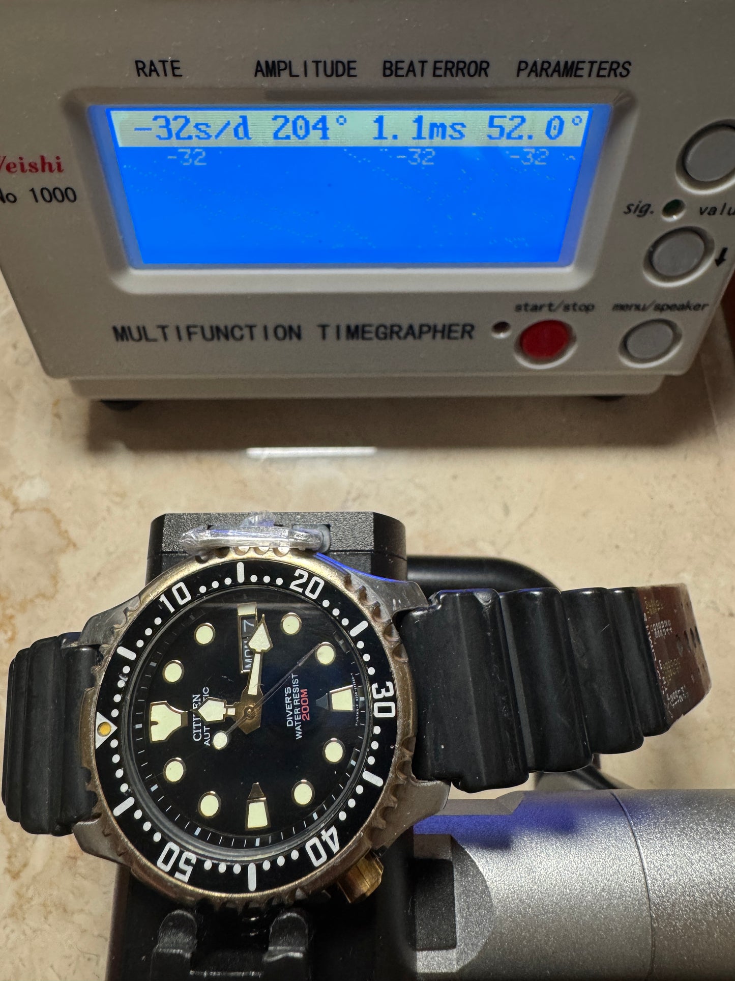Vintage 1996 Citizen Promaster 8203-824407 Black Dial Lefty 200M Automatic Watch