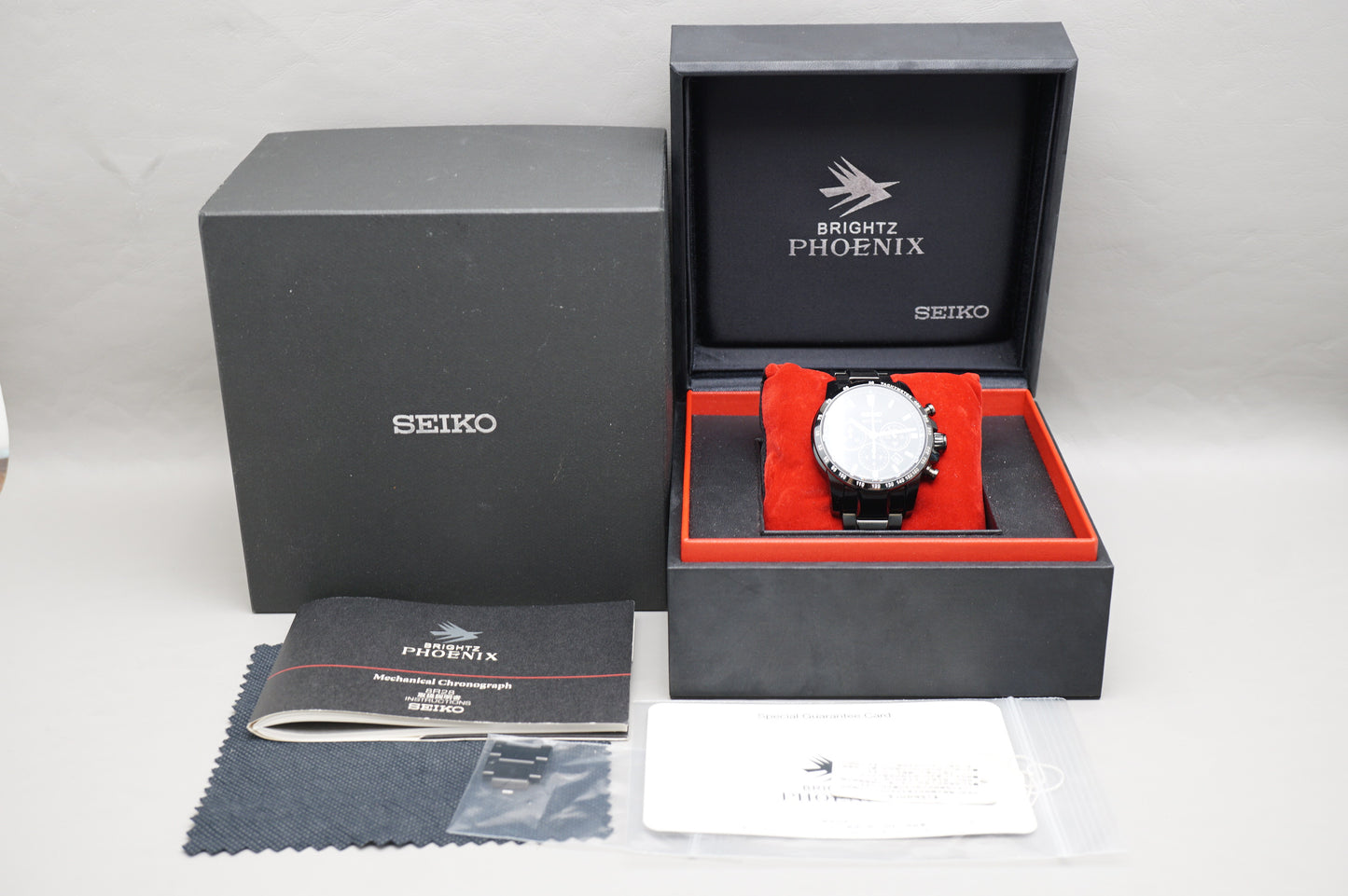 Seiko Brightz Phoenix SAGK009 8R28 Black JDM Automatic Chronograph Watch