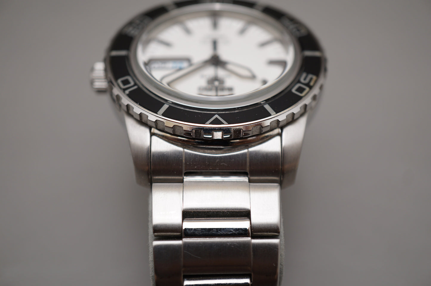 Rare Seiko 5 Sports SNZH51 7S36 Fifty Five Fathoms White Dial Automatic Watch