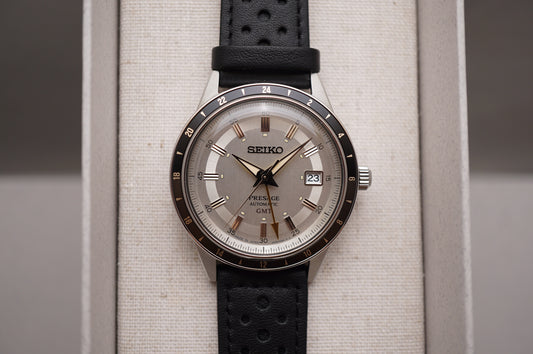 New Seiko Presage SARY231 4R34 Style60S GMT Silver Dial Automatic Watch
