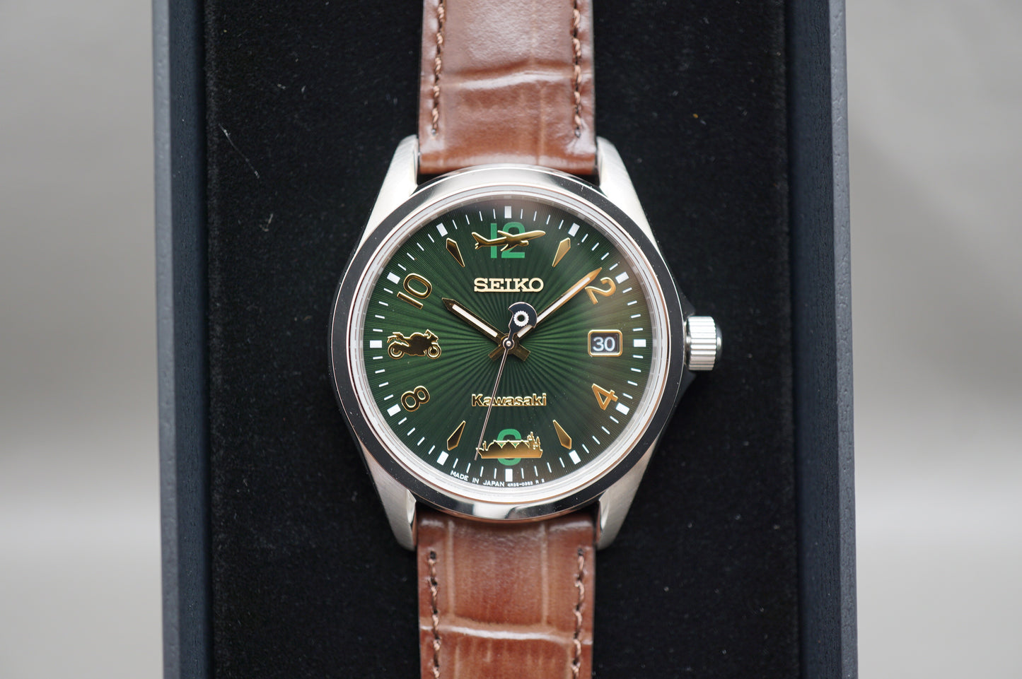 New Seiko SZSB024 4R35 Kawasaki JDM Limited Edition Green Dial Automatic Watch