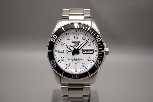 Seiko 5 Sports SNZF11K1 7S36 White Dial Sea Urchin 100M Automatic Watch