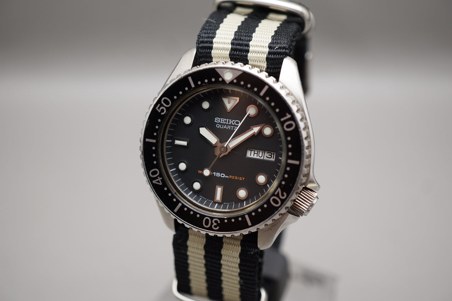 Vintage April 1982 Seiko 6458-6000 Spyq018 150M Water Resist 37Mm Quartz Watch