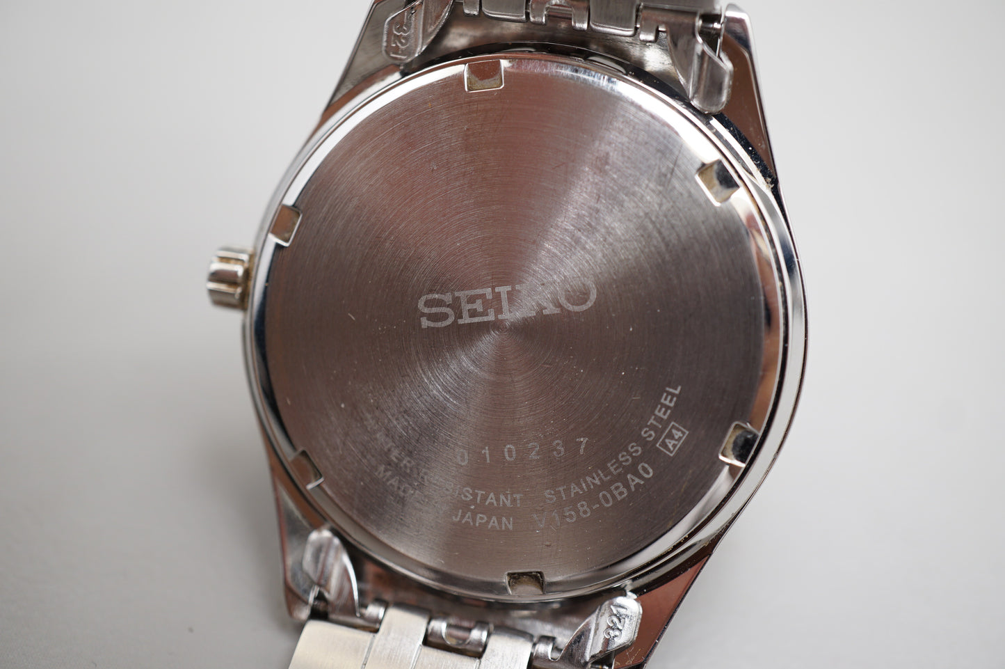 Seiko Selection SBPX085 V158 Gold Two Tone White Dial Solar Quartz Watch