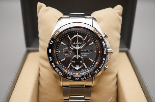 Seiko 7T92-0RK0 Racing Brown Dial Quartz Chronograph Tachymeter Watch