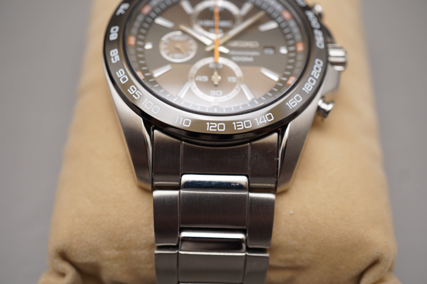 Seiko 7T92-0RK0 Racing Brown Dial Quartz Chronograph Tachymeter Watch