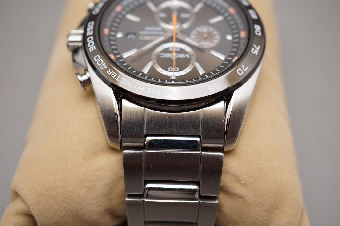 Seiko 7T92-0RK0 Racing Brown Dial Quartz Chronograph Tachymeter Watch