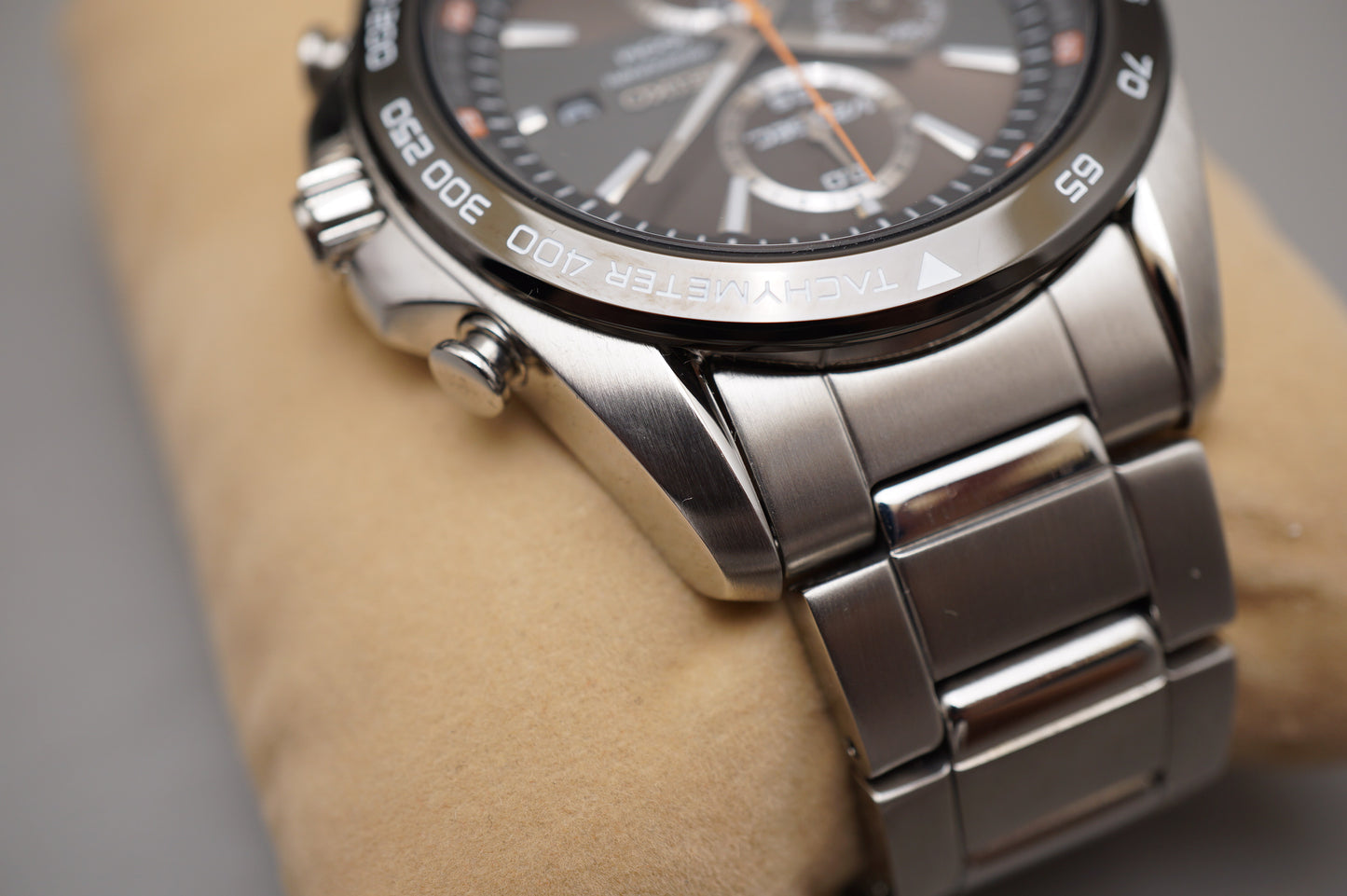 Seiko 7T92-0RK0 Racing Brown Dial Quartz Chronograph Tachymeter Watch