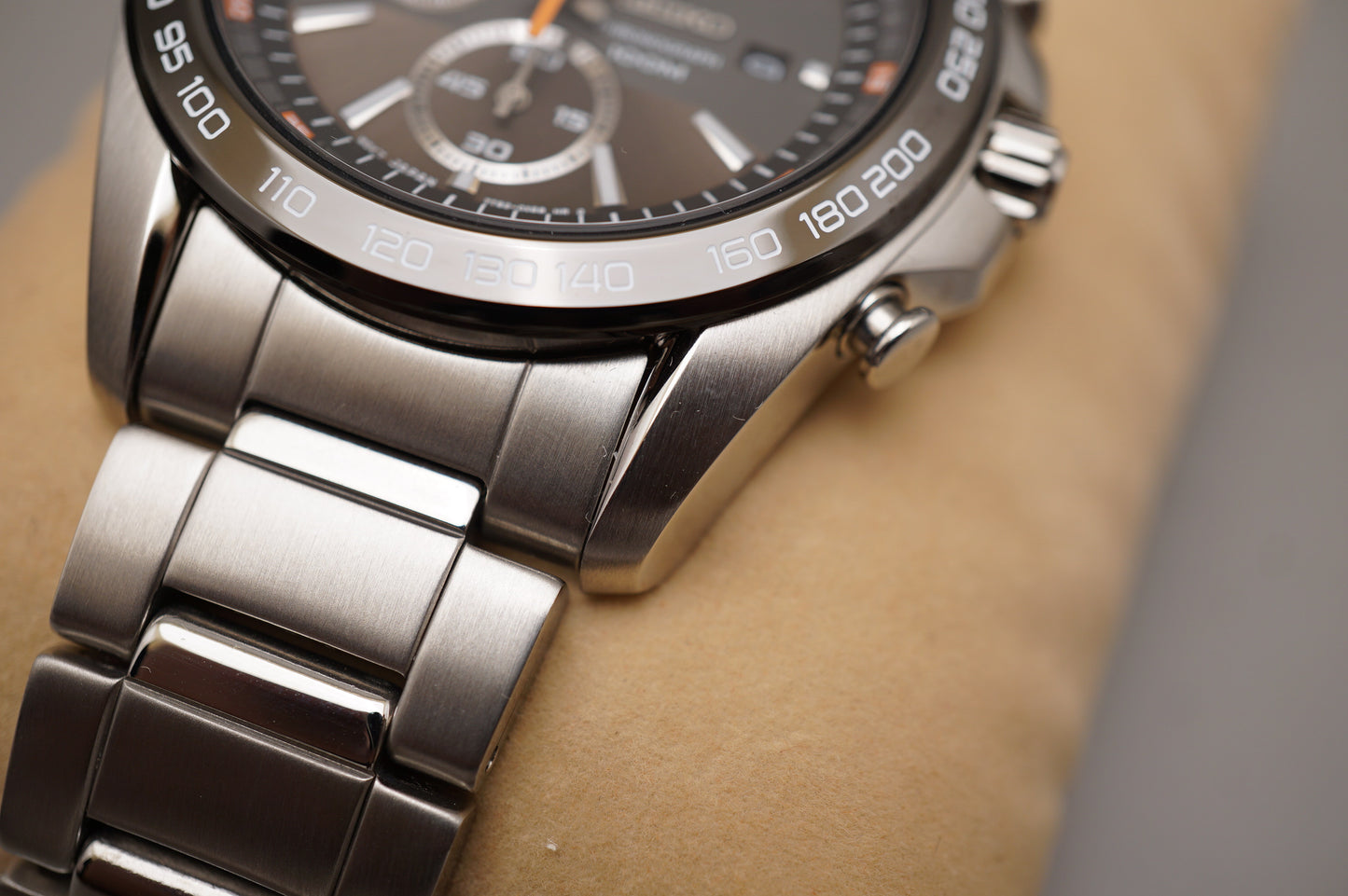 Seiko 7T92-0RK0 Racing Brown Dial Quartz Chronograph Tachymeter Watch