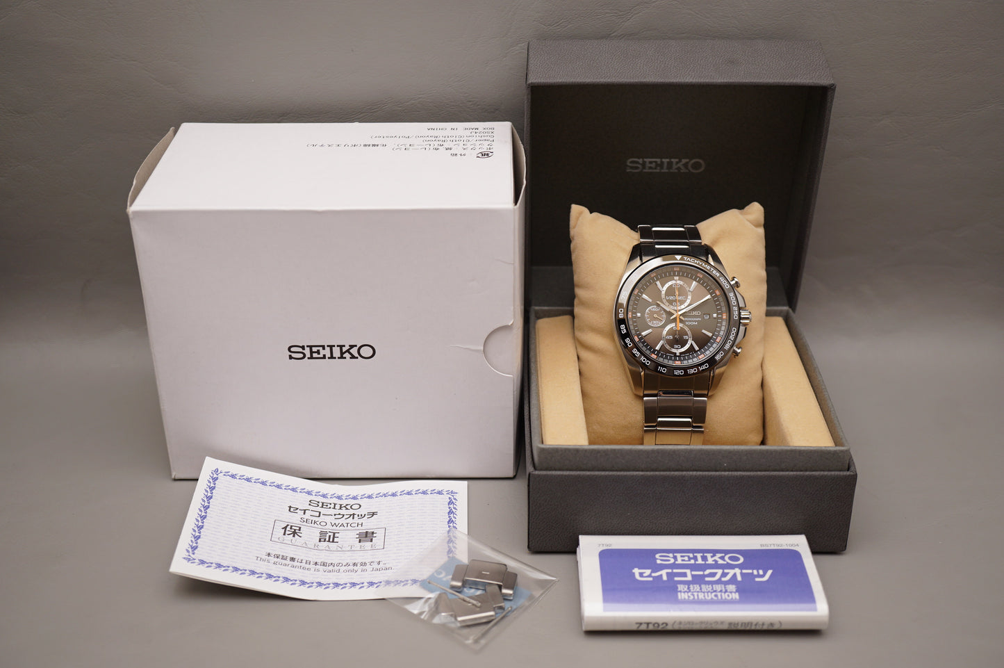 Seiko 7T92-0RK0 Racing Brown Dial Quartz Chronograph Tachymeter Watch