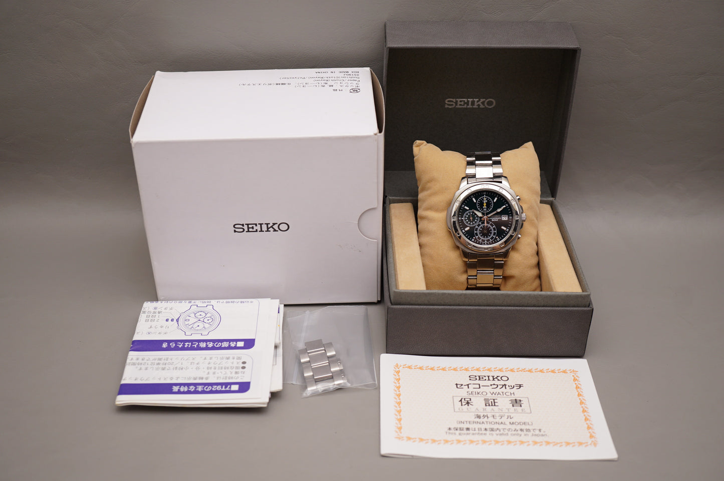 Seiko SND411P1 Blue Green Dial Quartz Chronograph Watch