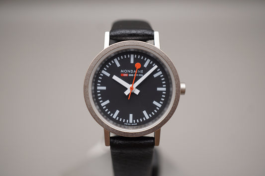Unworn Mondaine 26MM Black Dial Ladies Eco Quartz Swiss Railways Watch