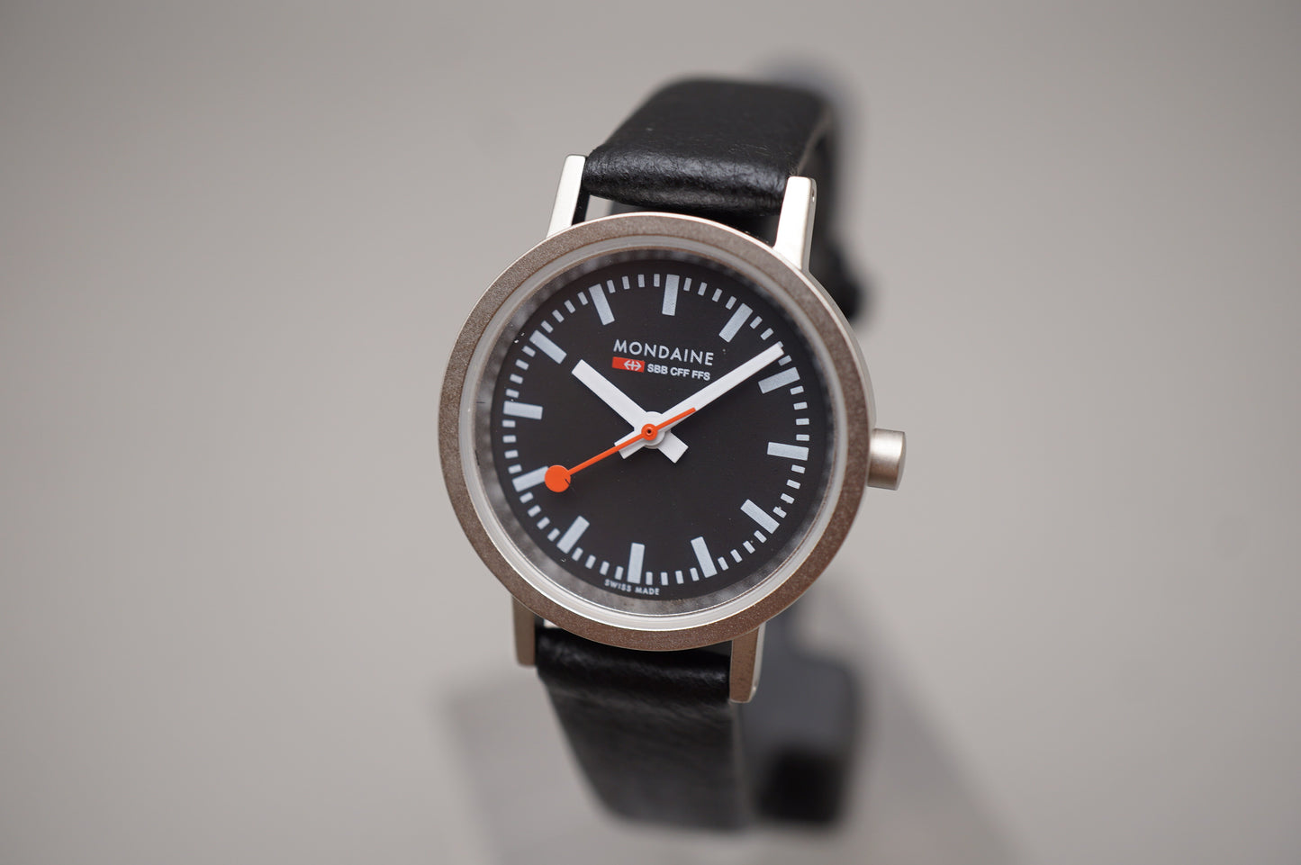 Unworn Mondaine 26MM Black Dial Ladies Eco Quartz Swiss Railways Watch
