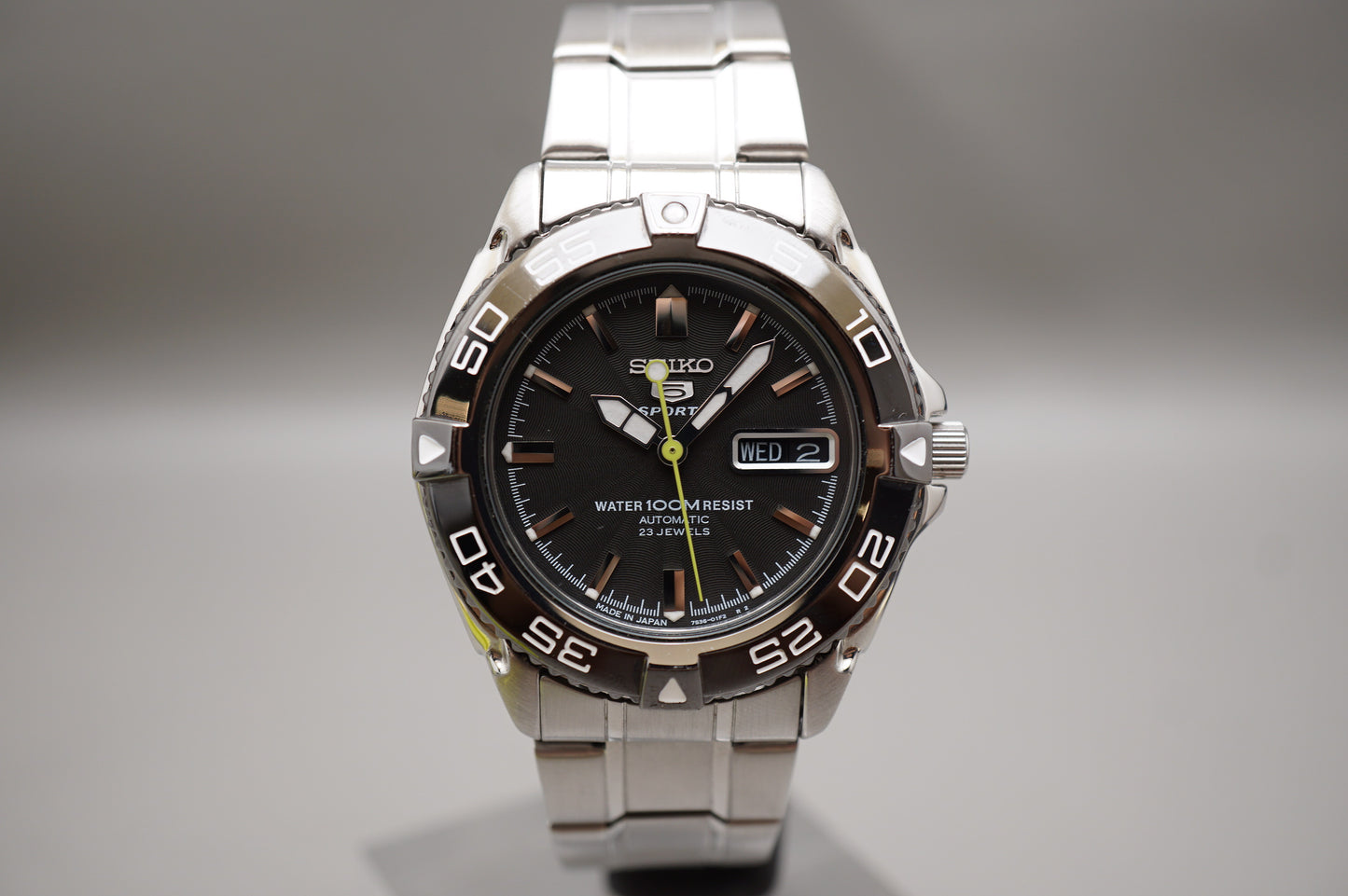 Seiko 5 Sports SNZB23J1 7S36 Black Dial Automatic Watch Made in Japan READ