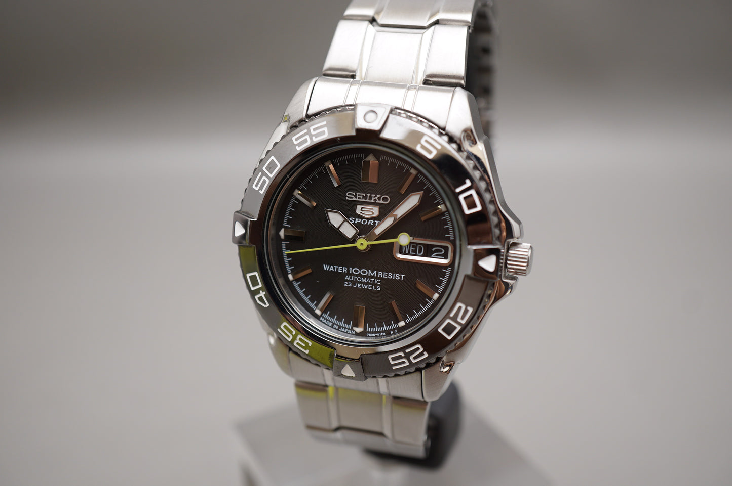 Seiko 5 Sports SNZB23J1 7S36 Black Dial Automatic Watch Made in Japan READ