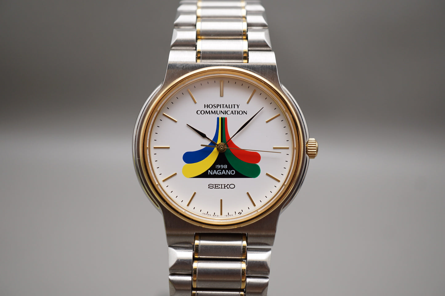 Vintage 1998 Seiko 5P31-6A50 Nagano Olympics Hospitality Two Tone Quartz Watch