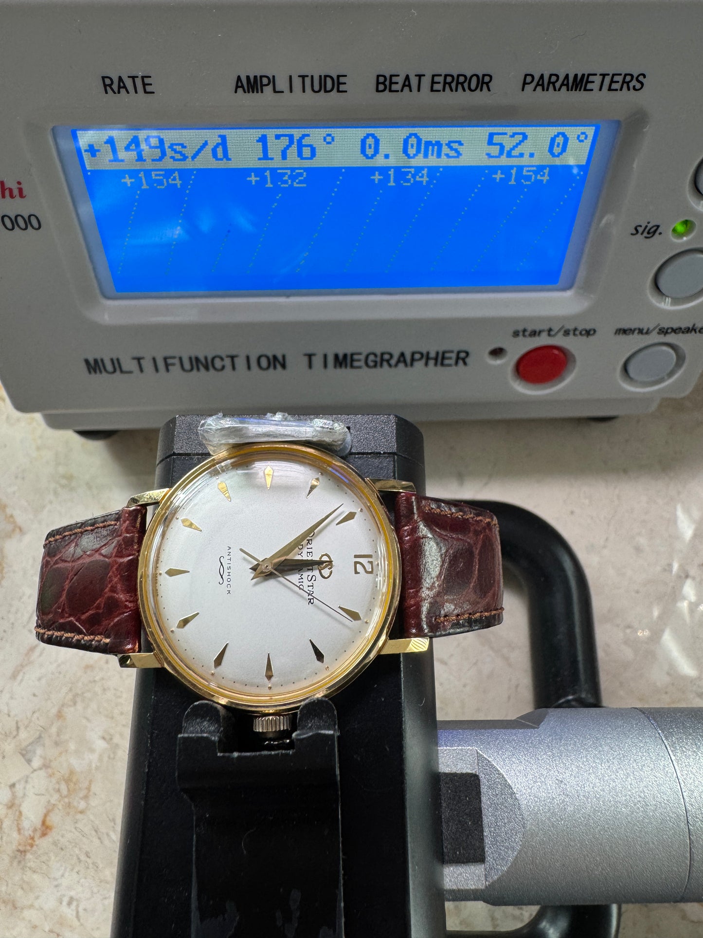 Vintage Orient Star WZ0041NW Gold Tone Dynamic White Dial 33mm Mechanical Watch