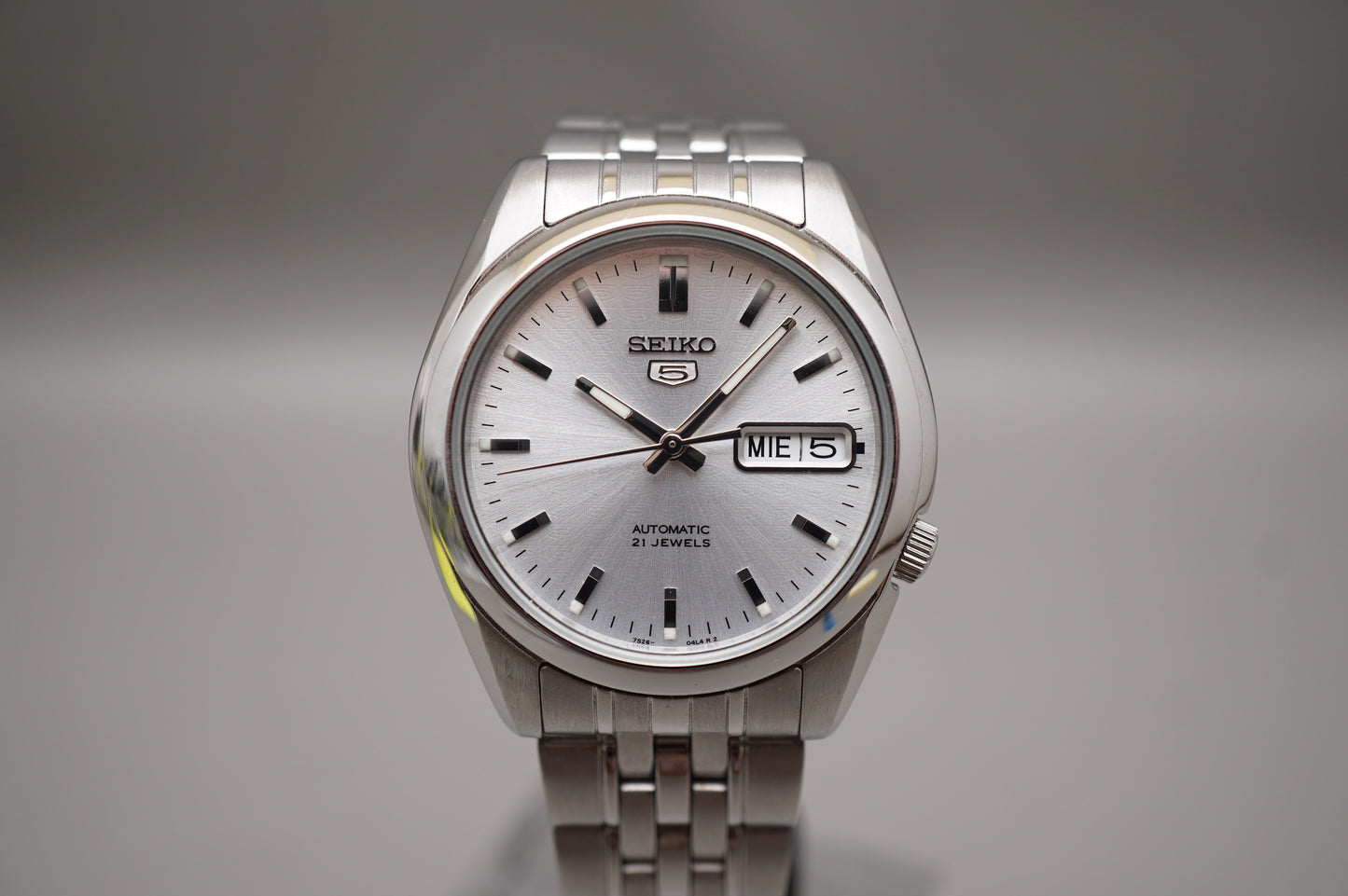 Seiko 5 SNK355K1 7S26 Silver 5 Motif Dial Automatic Watch