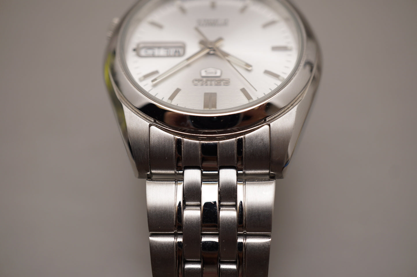 Seiko 5 SNK355K1 7S26 Silver 5 Motif Dial Automatic Watch
