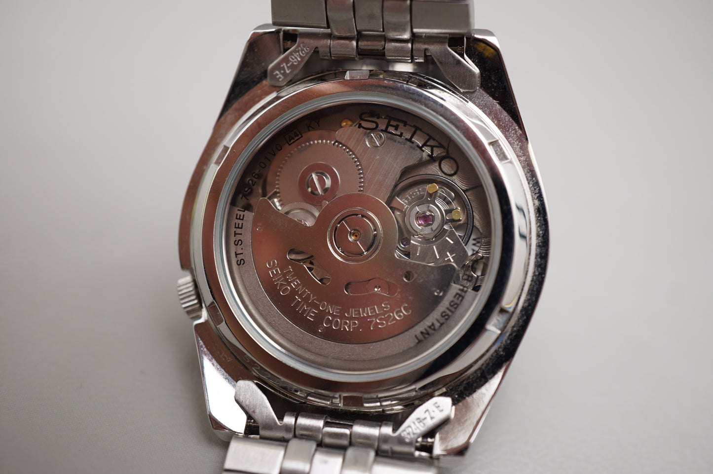 Seiko 5 SNK355K1 7S26 Silver 5 Motif Dial Automatic Watch