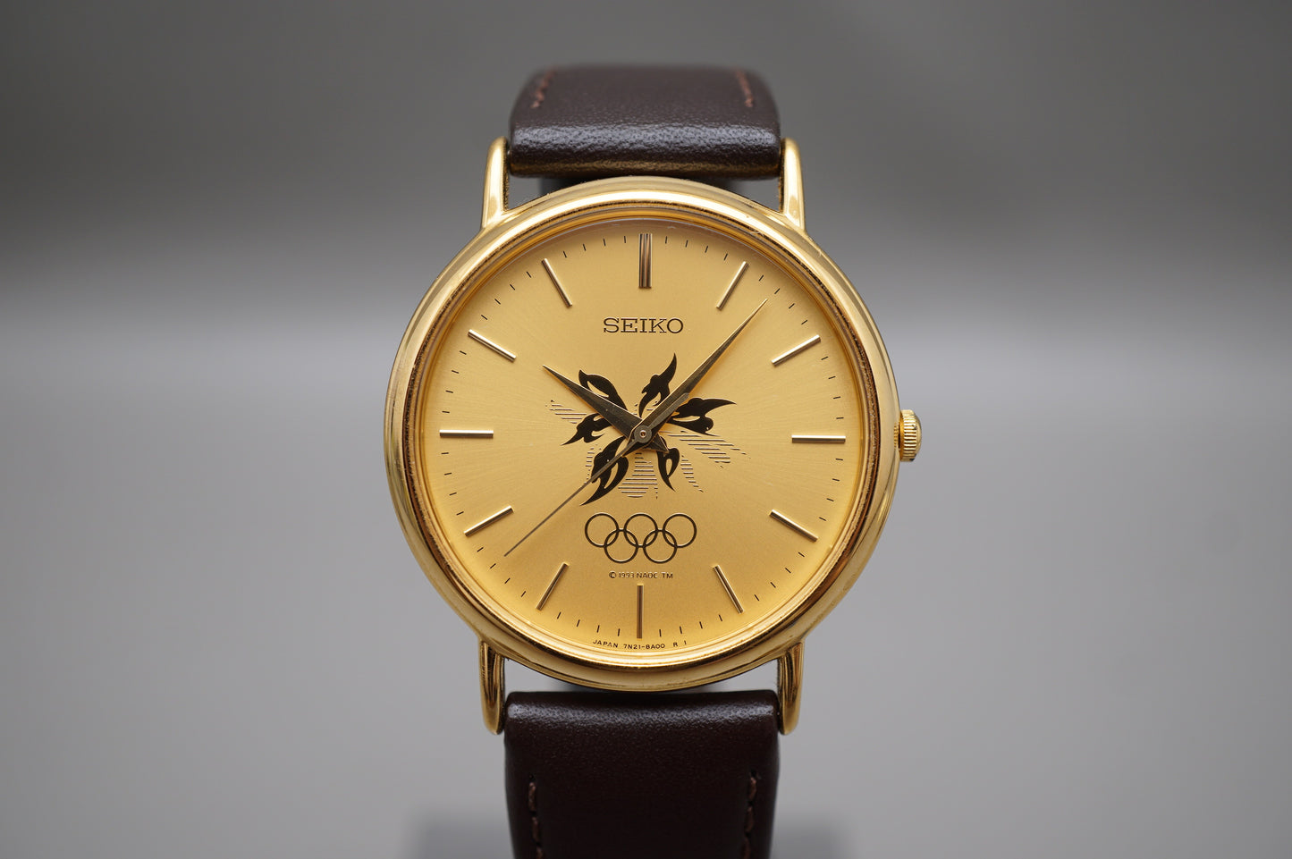 Vintage Seiko 7N21-8A00 Gold Tone 1998 Nagano Olympics Quartz Watch