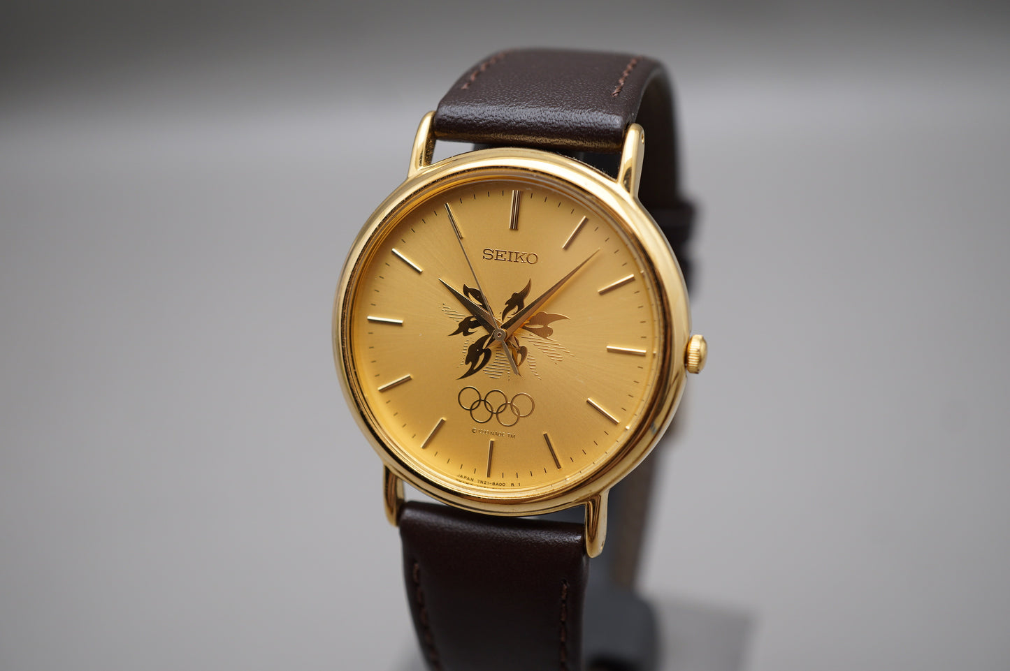 Vintage Seiko 7N21-8A00 Gold Tone 1998 Nagano Olympics Quartz Watch