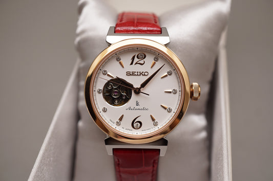 Seiko Lukia SSVM012 4R38 Rose Gold Two Tone Open Heart Ladies Automatic Watch