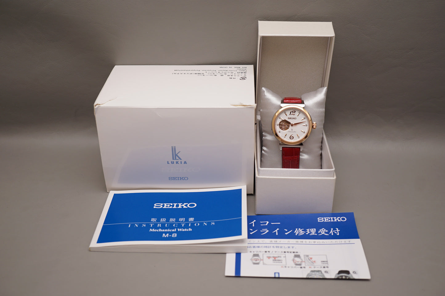 Seiko Lukia SSVM012 4R38 Rose Gold Two Tone Open Heart Ladies Automatic Watch