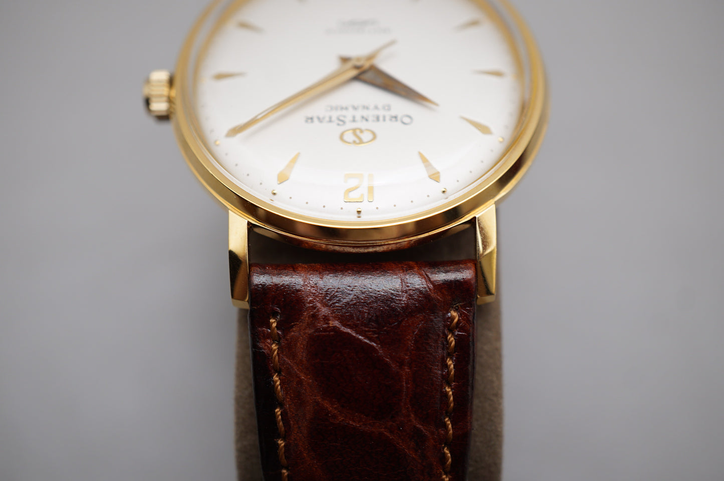 Vintage Orient Star WZ0041NW Gold Tone Dynamic White Dial 33mm Mechanical Watch