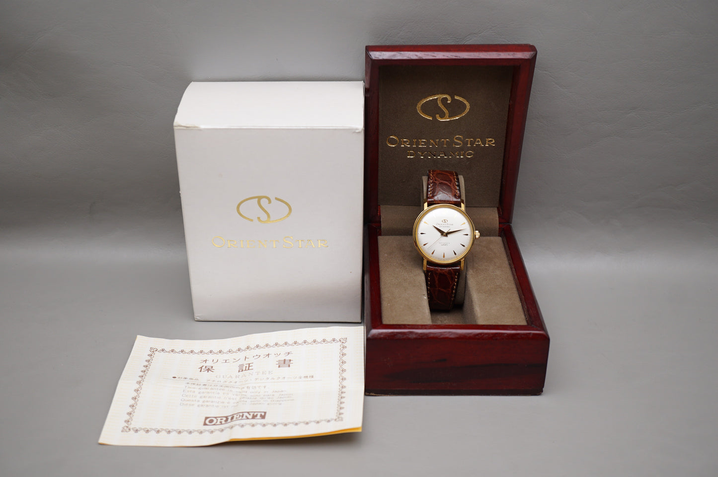 Vintage Orient Star WZ0041NW Gold Tone Dynamic White Dial 33mm Mechanical Watch