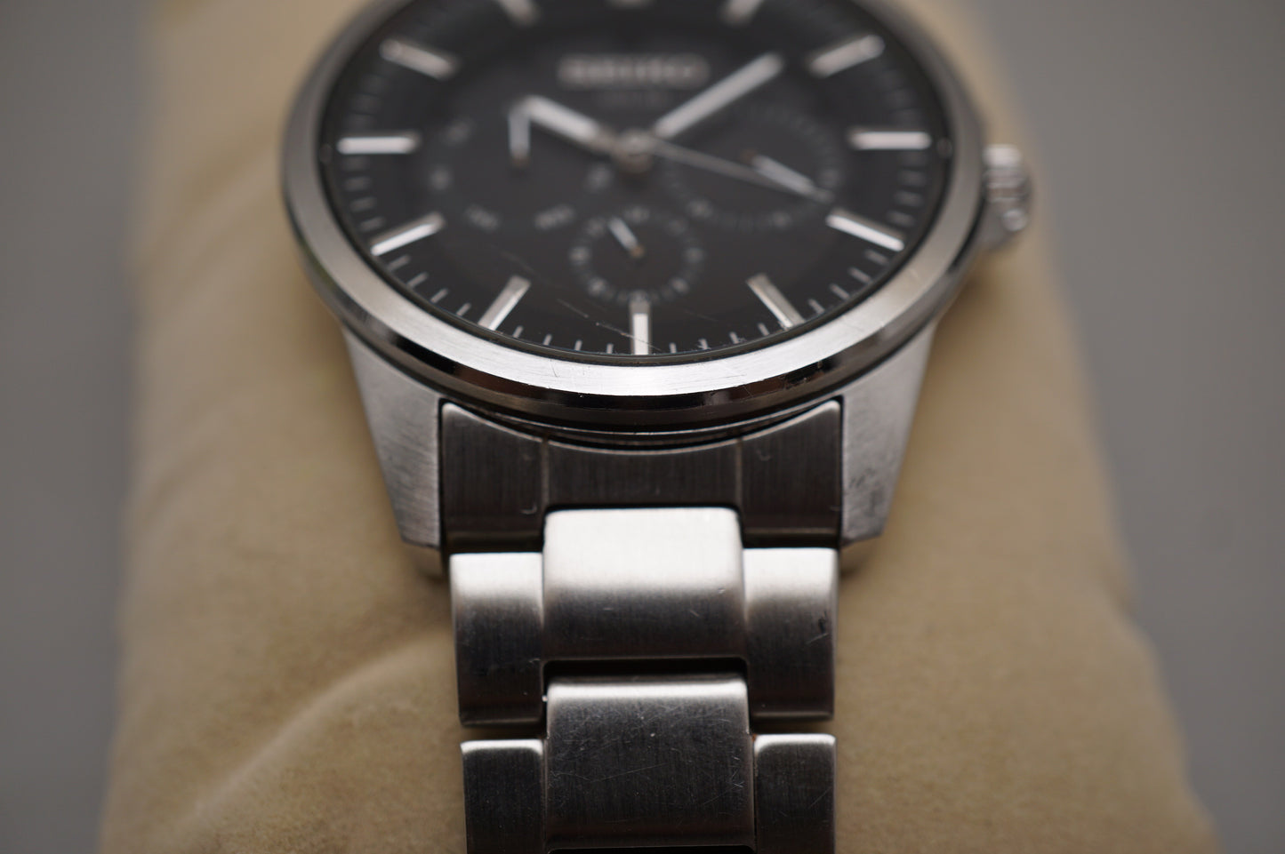 Seiko Spirit SBPV011 V14J Black Dial Day Date Solar Quartz Watch