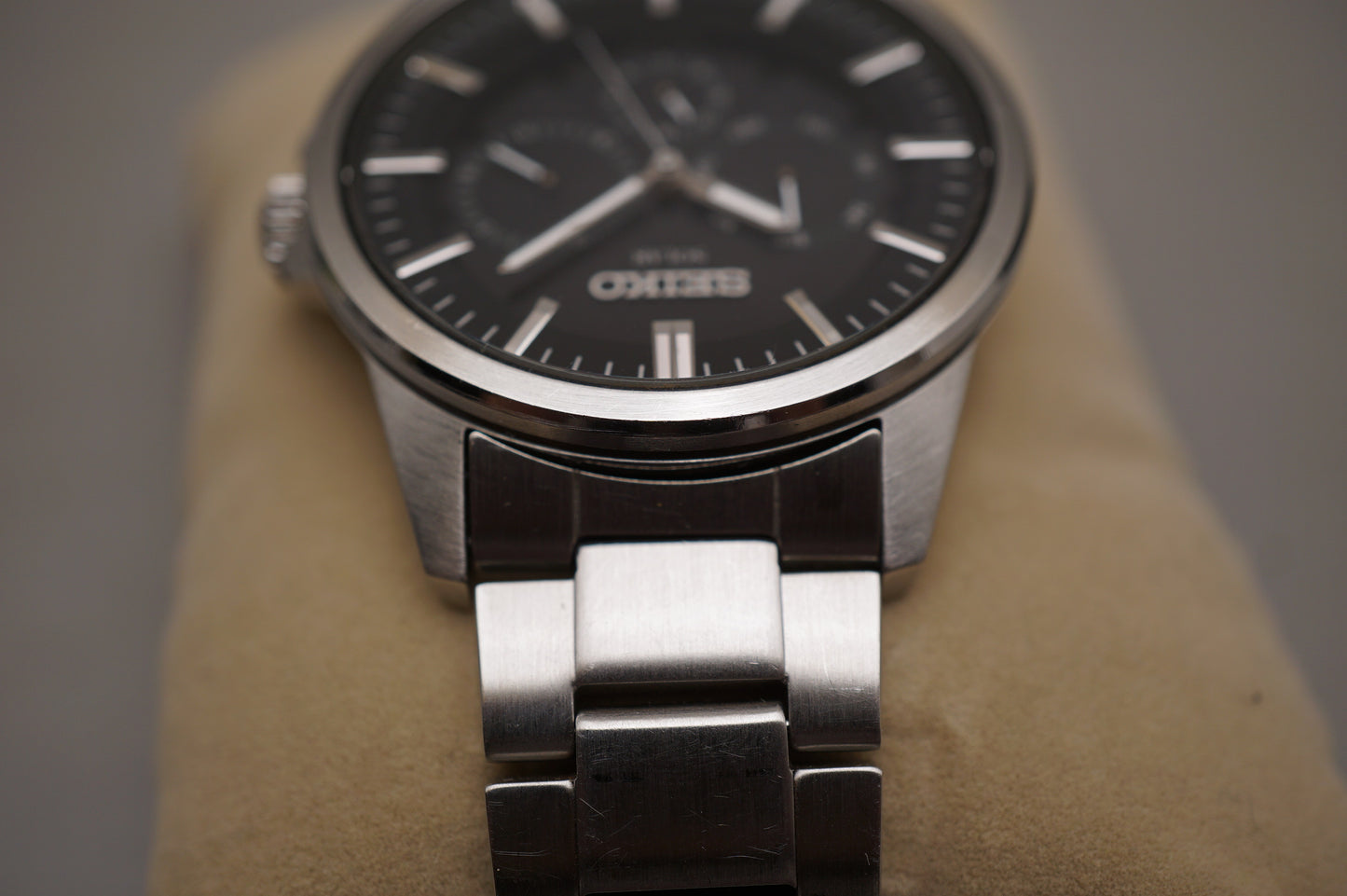 Seiko Spirit SBPV011 V14J Black Dial Day Date Solar Quartz Watch