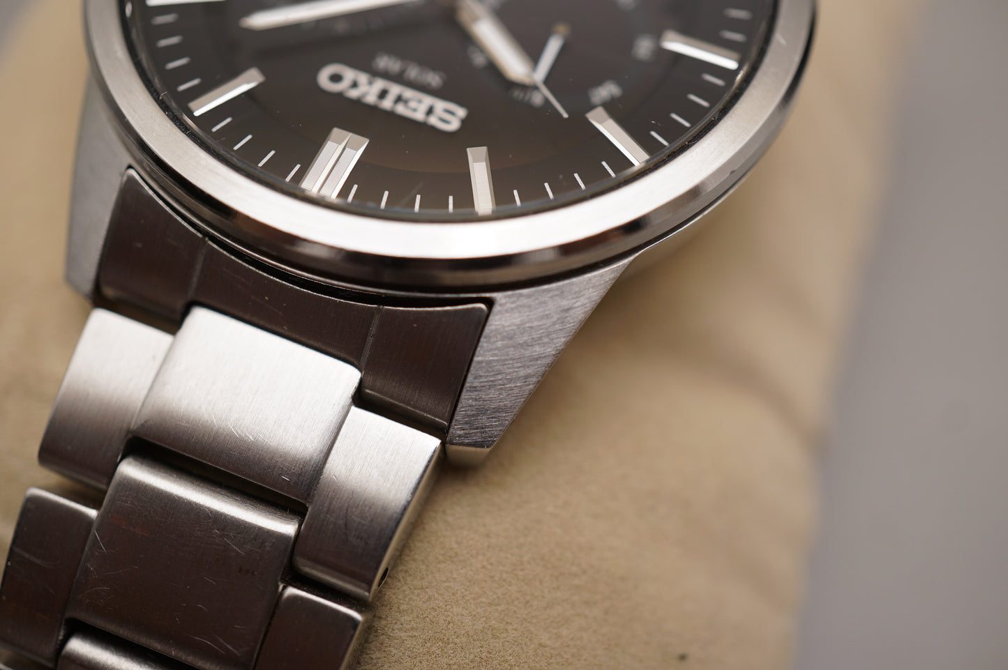 Seiko Spirit SBPV011 V14J Black Dial Day Date Solar Quartz Watch