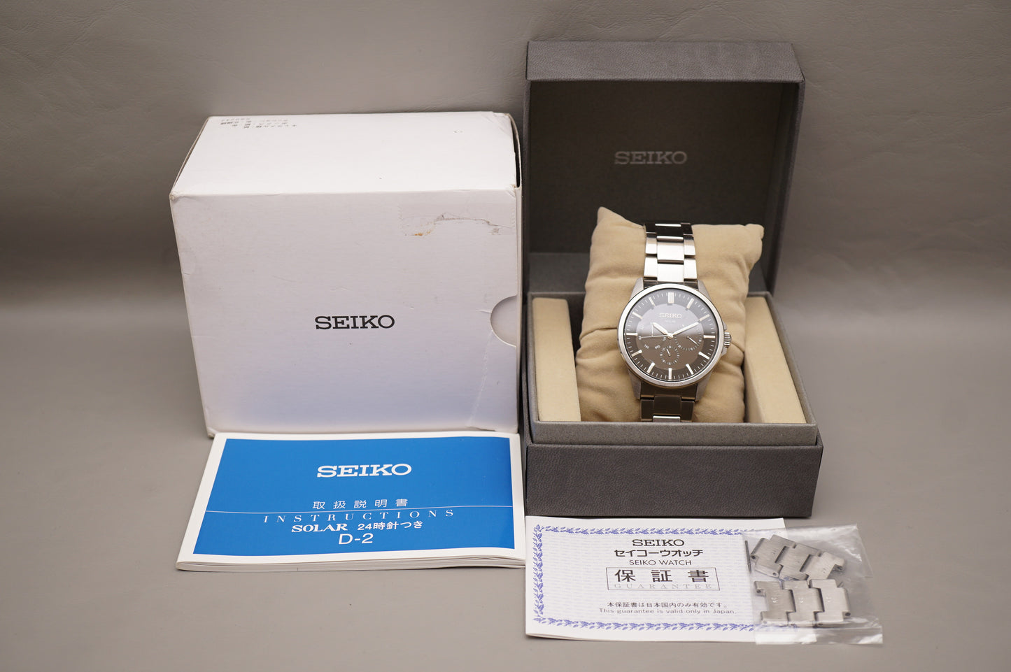 Seiko Spirit SBPV011 V14J Black Dial Day Date Solar Quartz Watch