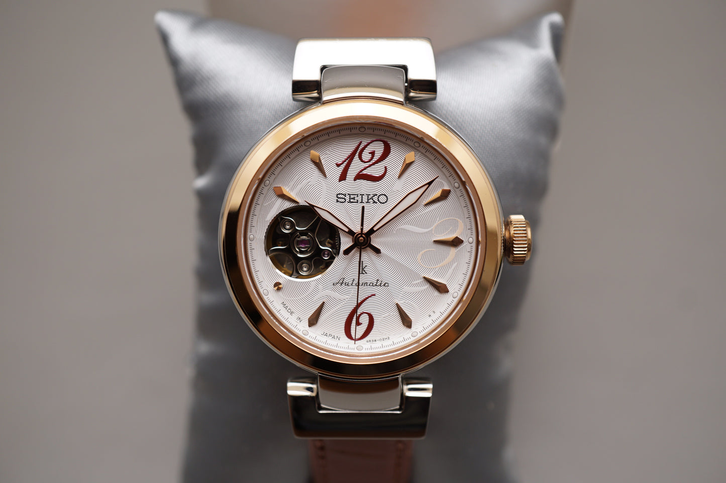 Seiko Lukia SSVM048 4R38 Rose Gold Two Tone Open Heart Ladies Automatic Watch