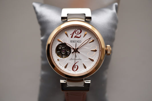 Seiko Lukia SSVM048 4R38 Rose Gold Two Tone Open Heart Ladies Automatic Watch